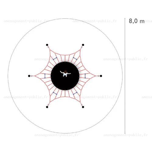 Structure de jeu de cordes avec trampoline